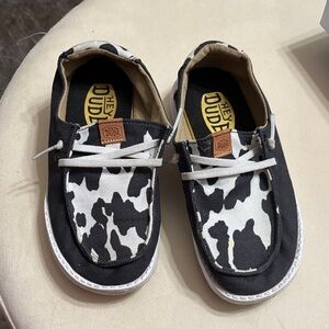 Hey Dude Kids Cow Print Moccasins
